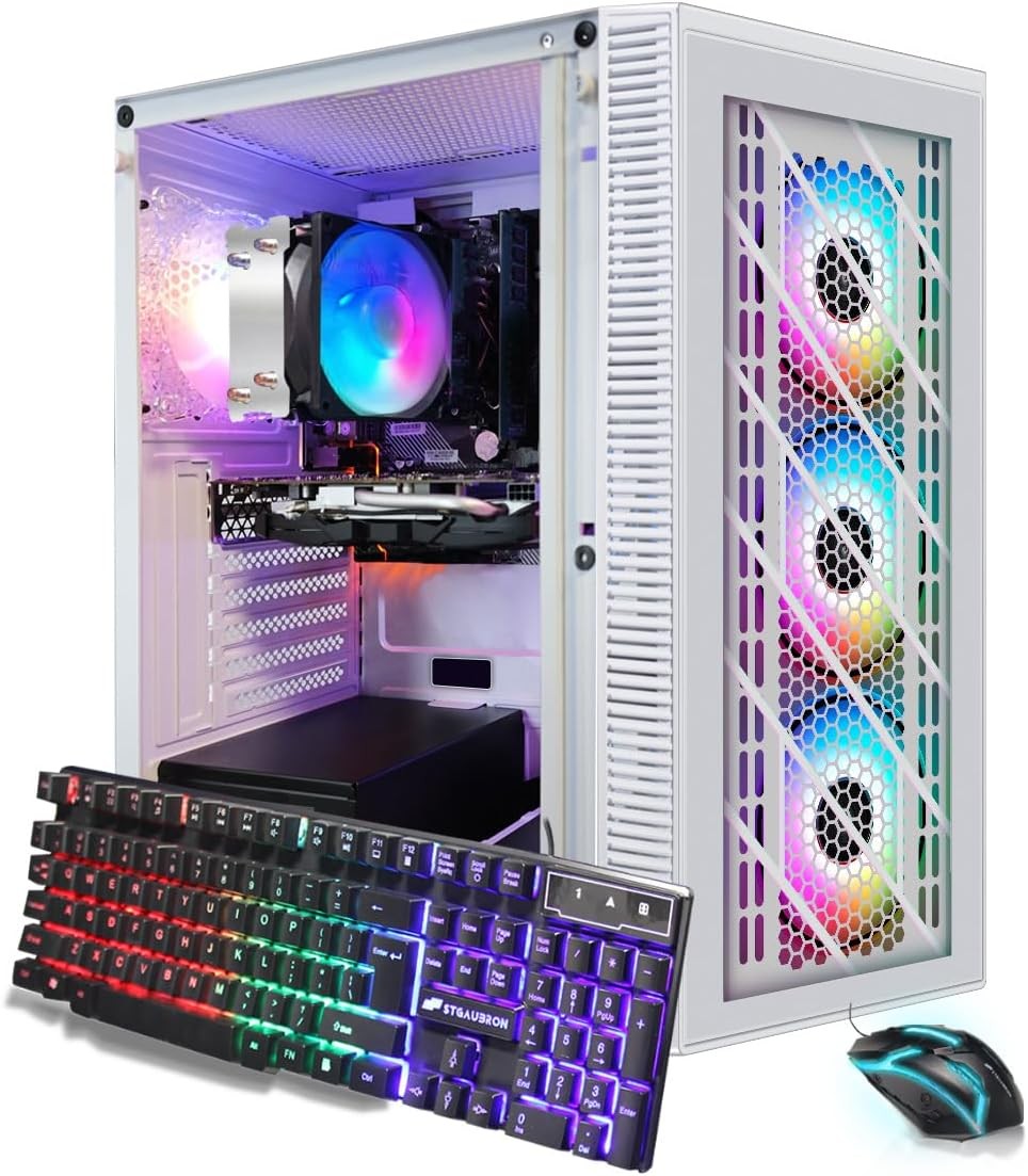 STGAubron RGB PC Computer Desktop,Ryzen 7 5700G up to 4.6G,16G,1T,W11H