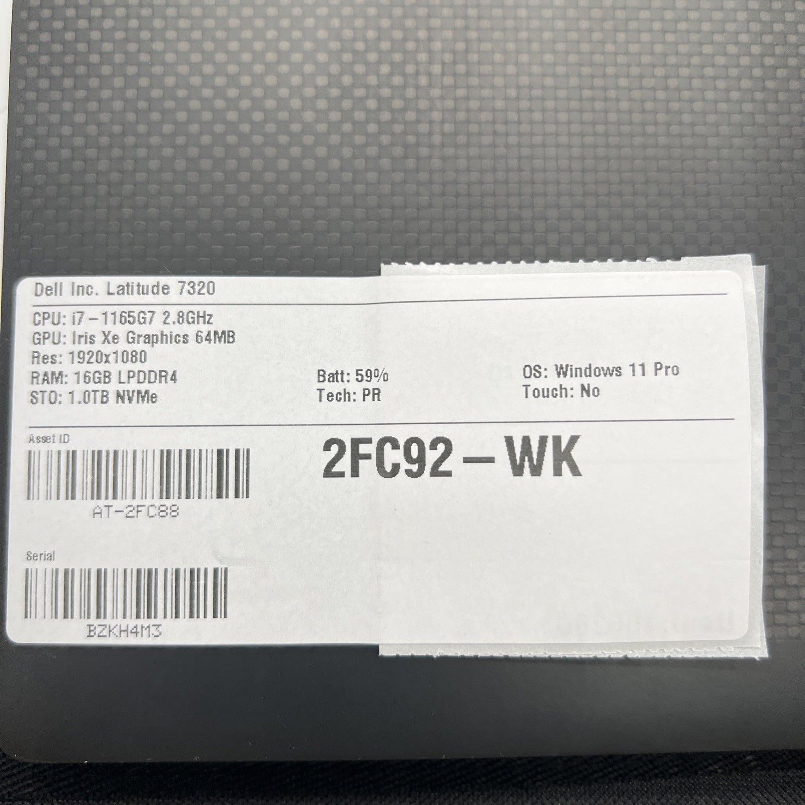 Dell Latitude 7320 13″ Intel I7 1165G7 2.8GHz 16GB RAM 1TB SSD Win11P Worn Keys