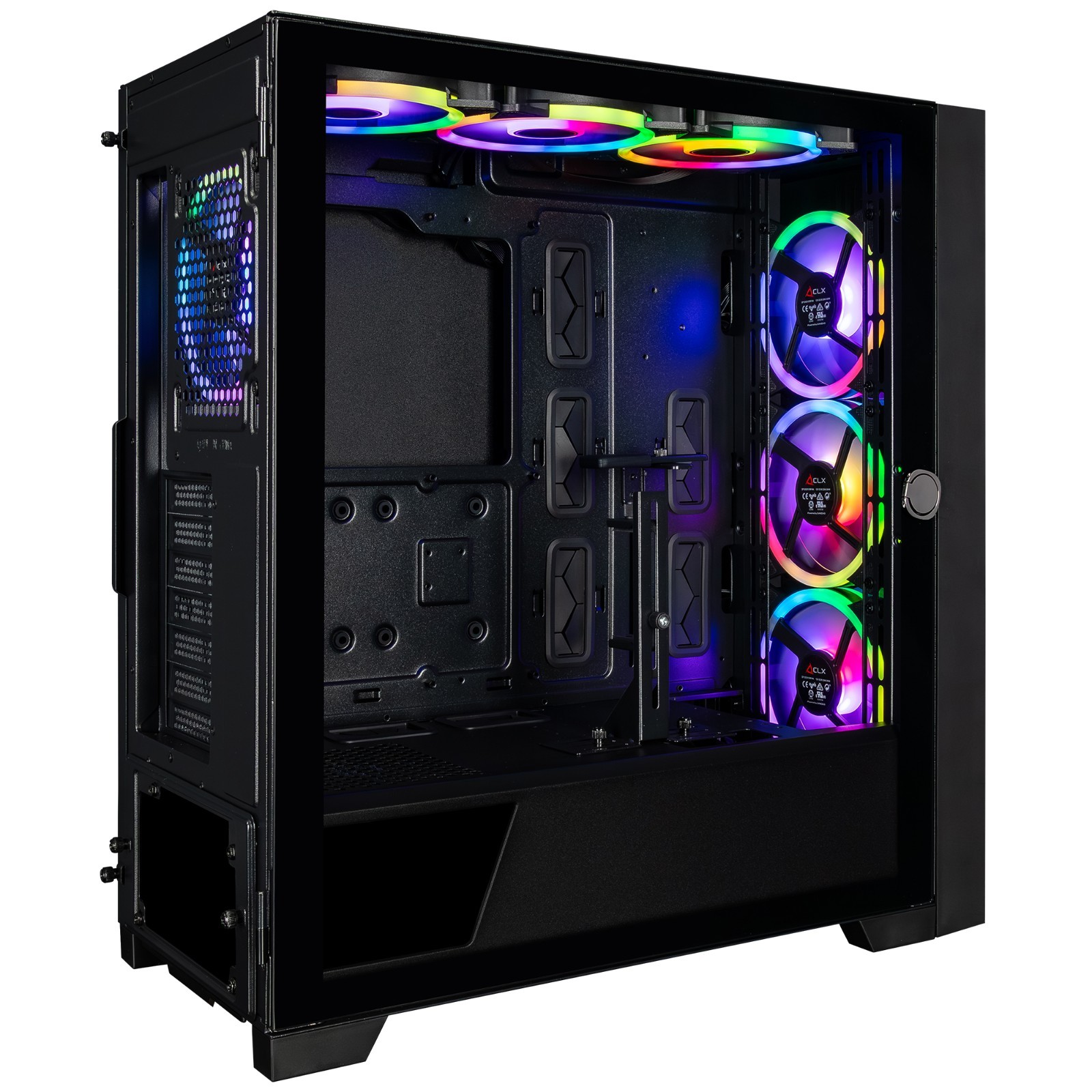 CLX Obelisk Gaming PC Case ATX/E-ATX Mid Tower Tempered Glass With 6 RGB Fans
