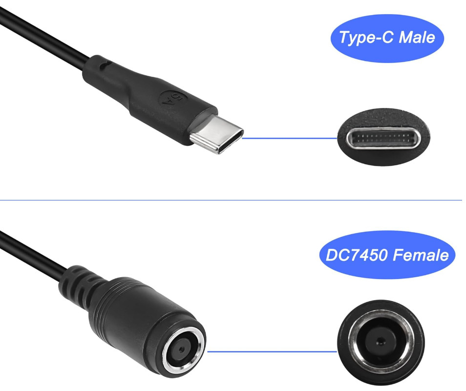 Lot 5 – 50 HP / DELL Power Adapter Converter Cable 7.4mm To USB-C Type Connector