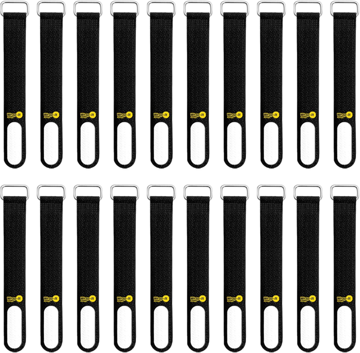 Wrap-It Storage Cinch-Straps, 5-in (20-Pack) Black – Hook and Loop Strap with Wr