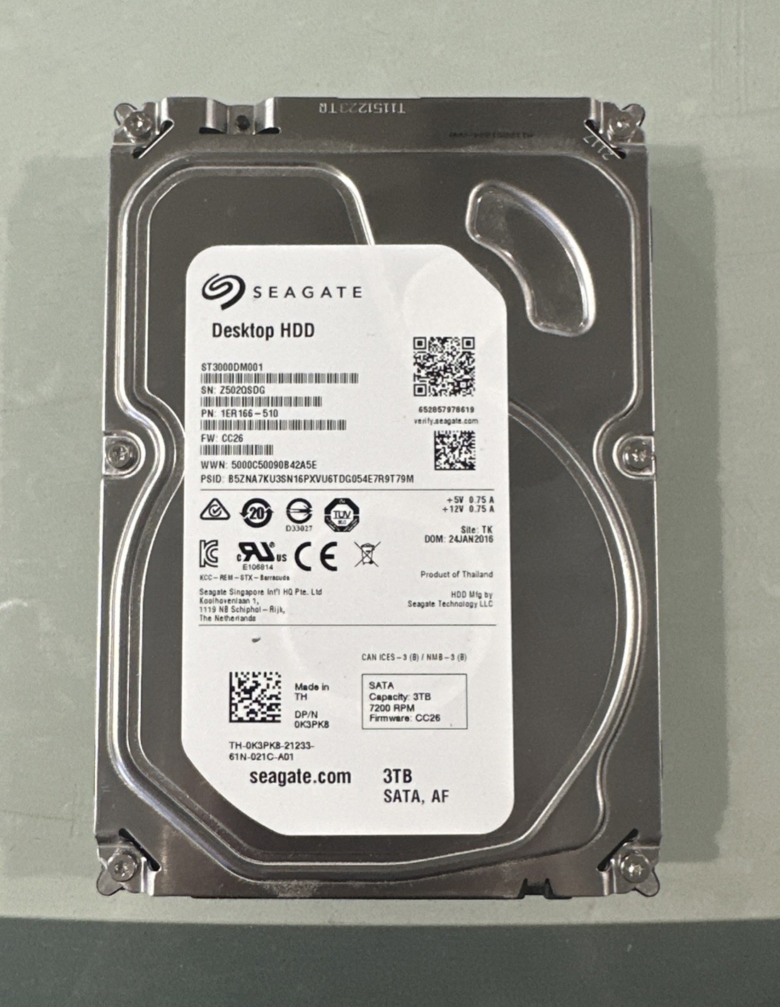Seagate Barracuda 3TB,Internal,7200 RPM,3.5 inch (ST3000DM001) Hard Drive