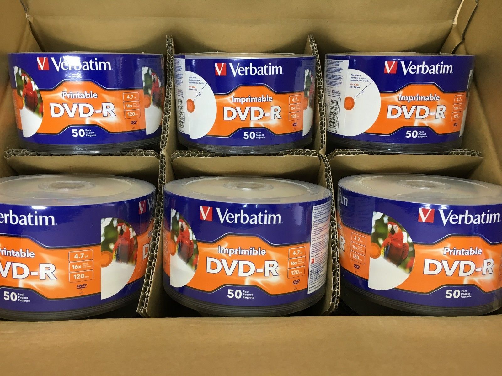 1000 VERBATIM Blank 16X DVD-R DVDR White Inkjet Hub Printable 4.7GB Media Disc