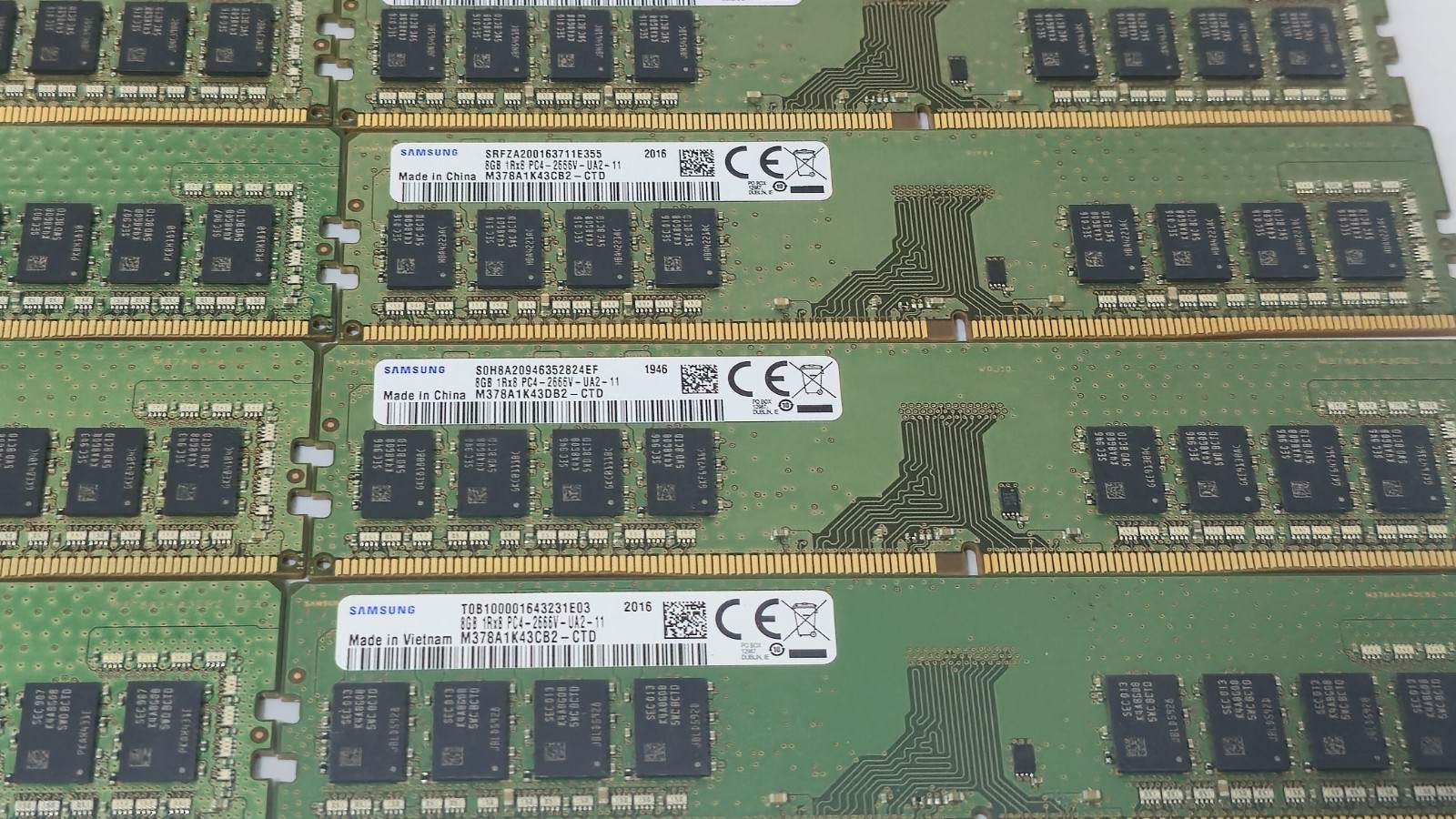 LOT 22 Samsung M378A1K43CB2-CTD 8GB 1Rx8 PC4-2666V DDR4 DIMM Desktop Memory RAM