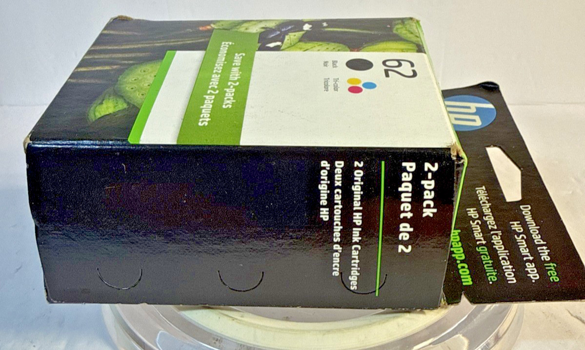 Factory SealedHP 62XL Black & 62 Tri Color Combo Pack Ink Cartridges Exp 04/2024