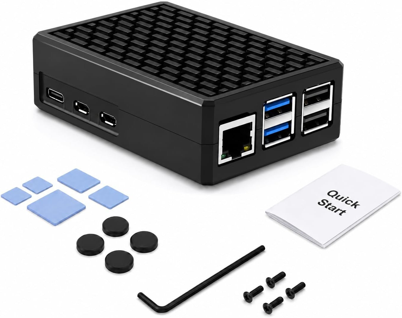 Aluminum Case for Raspberry Pi 5, Fanless Passive Cooling Metal Heatsink Case wi