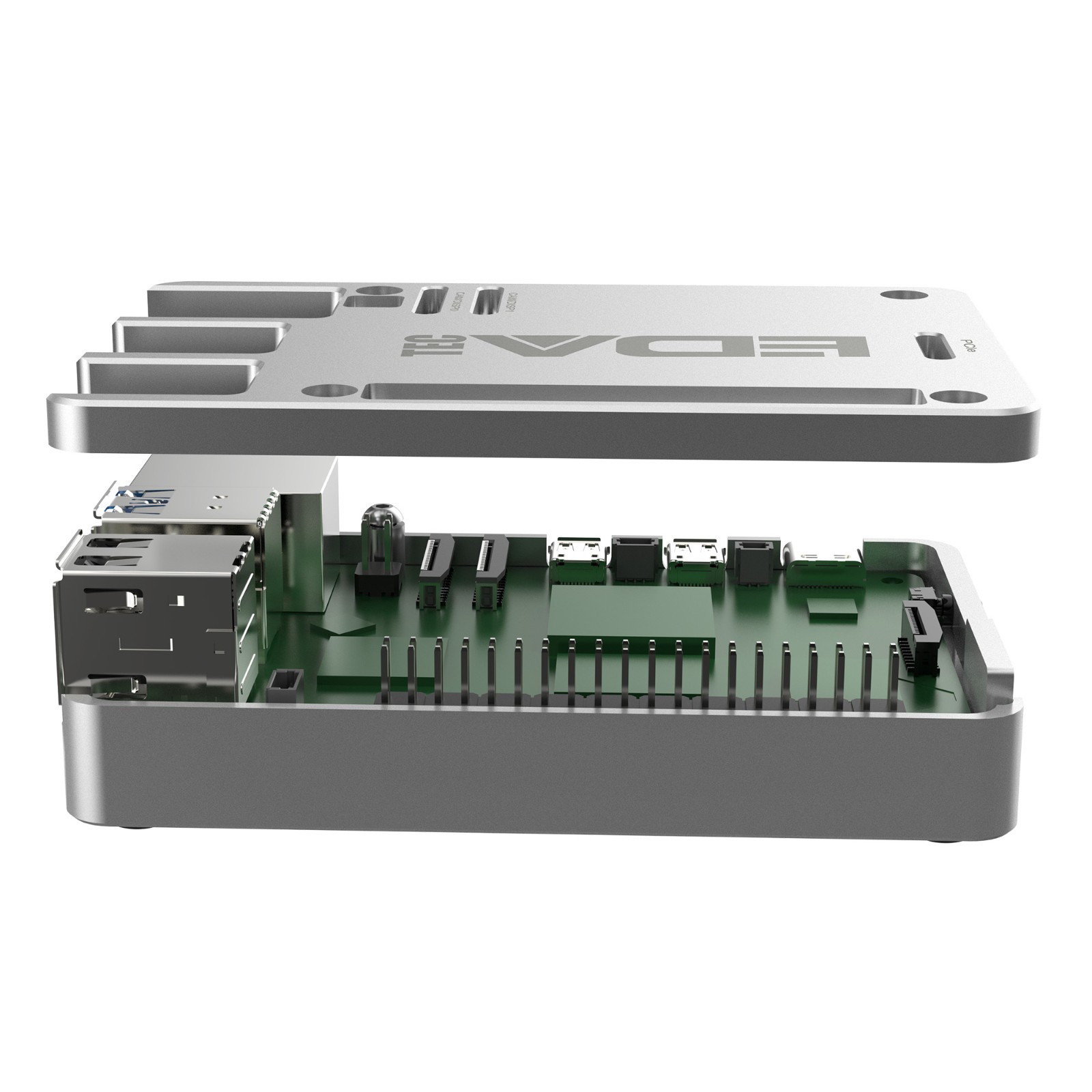 Edatec Passive Cooling CNC Aluminum Case #1 (Silver) for Raspberry Pi 5 | New