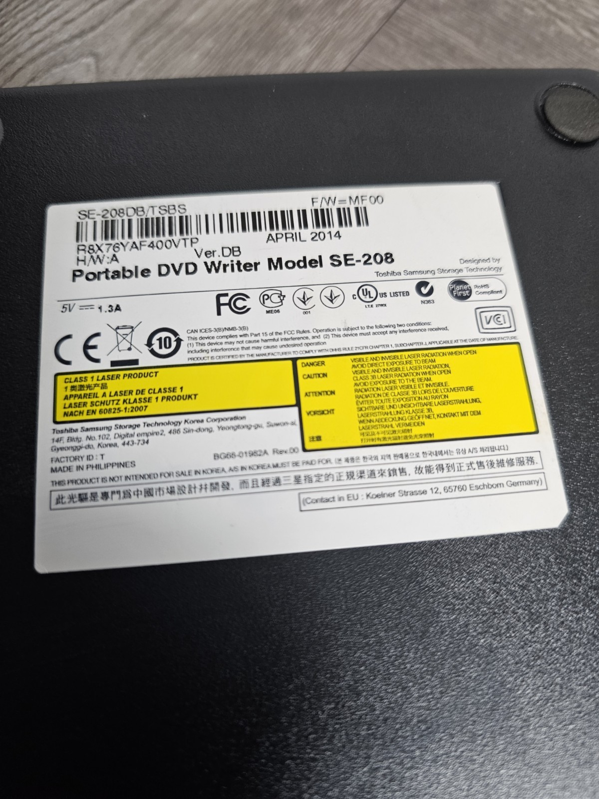 Samsung SE-208 Portable DVD-Writer W/Cable