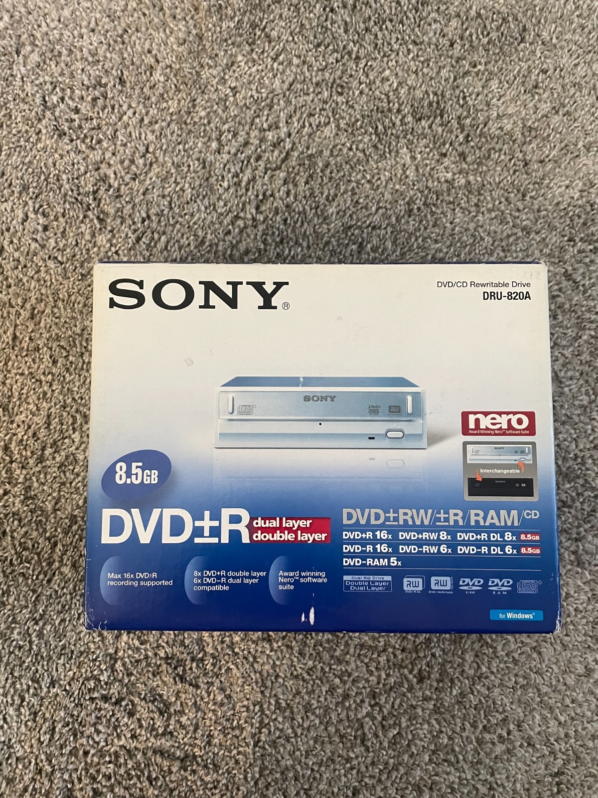 Used Sony DRU-820A DVD/CD Rewritable Drive DVD+R Dual Layer 8.5GB