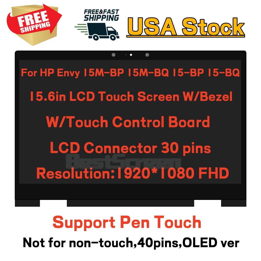15″ For HP Envy X360 15M-BP 15M-BQ 15-BP 15-BQ LCD Display Touch Screen Assembly