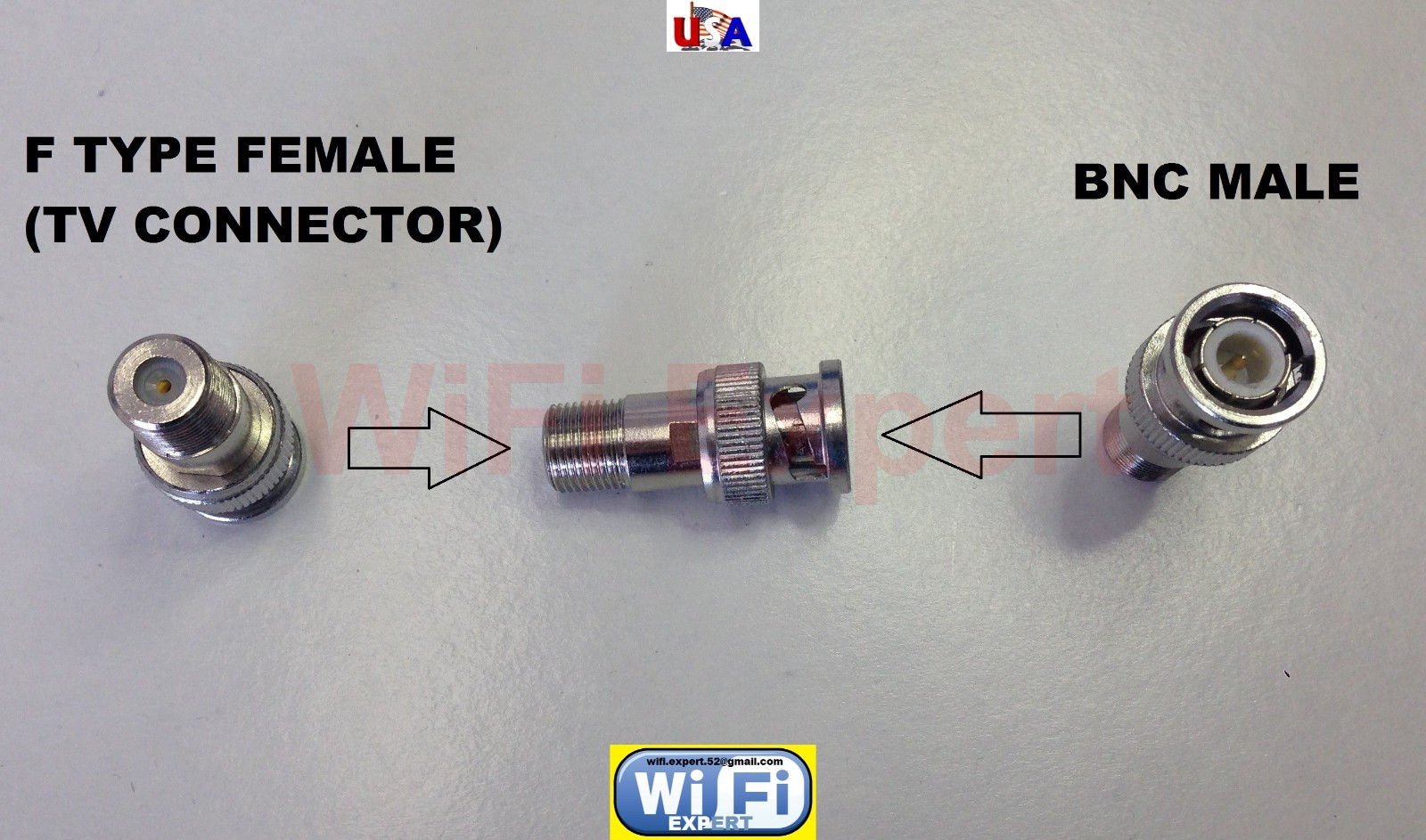 1x Nickel BNC Male Plug to F Type TV Female Jack RF adapter connector USA