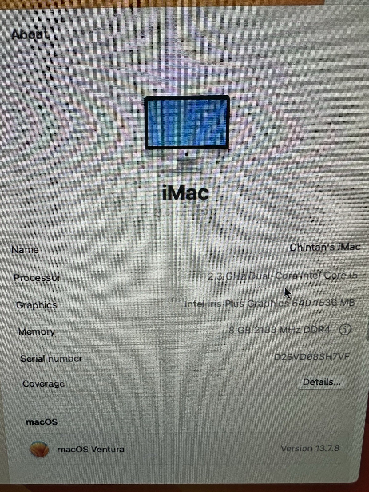 Apple iMac 21.5″ (2017) All-In-One Intel Core i5 2.3GHz 8GB Ventura Silver 1TB