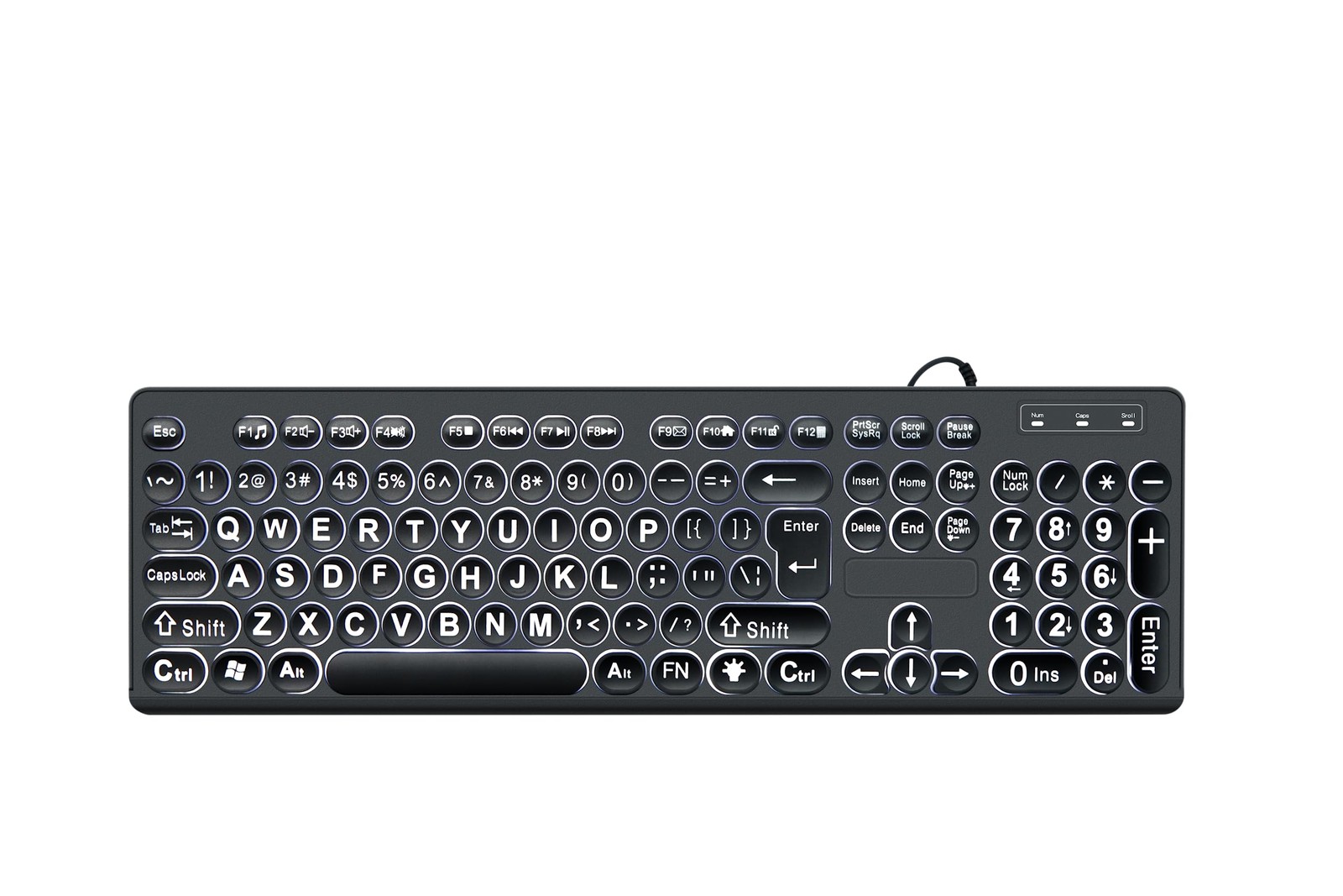 MCSaite Wired Backlit USB Keyboard – 104 Keys Standard Full Size with White L…