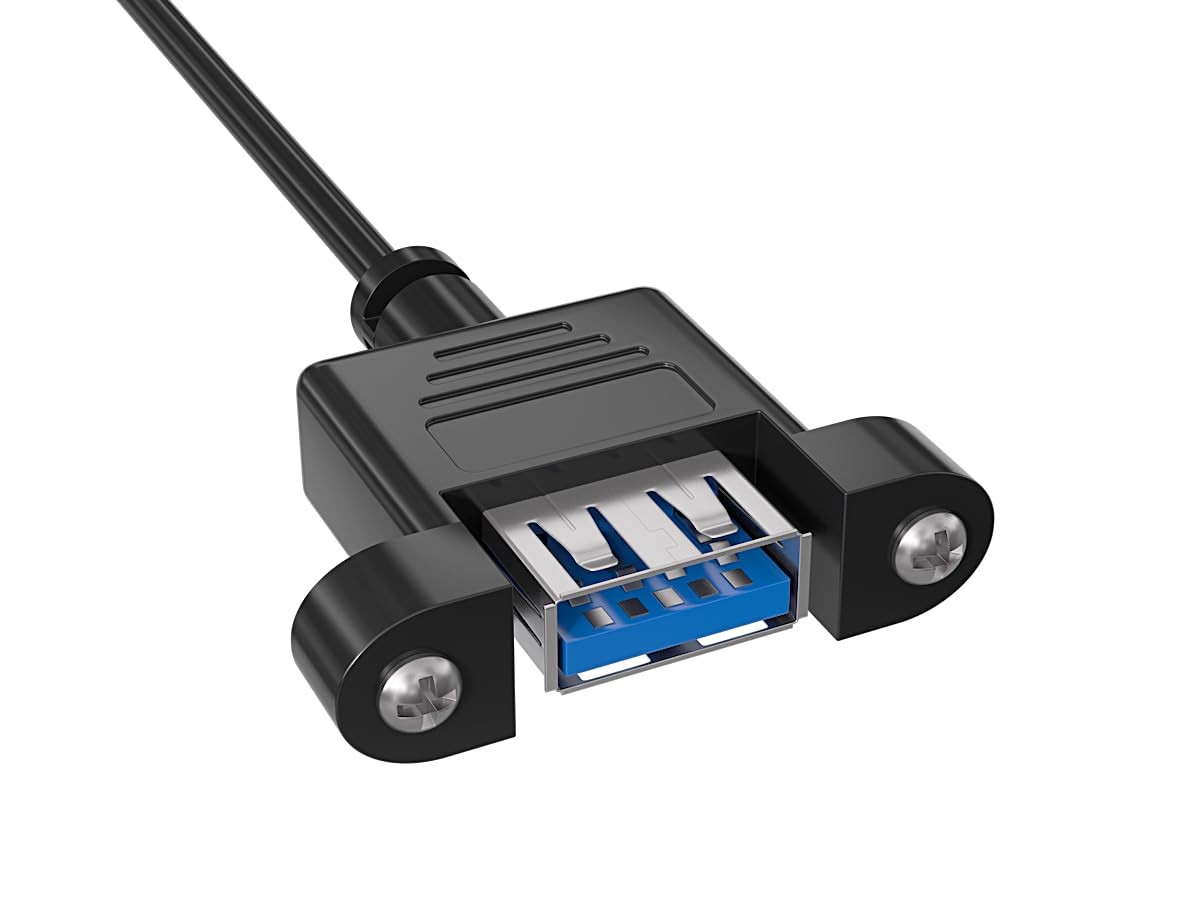 Cable Leader 1ft USB 3.0 Panel-Mount Type A Male to A 1 feet, Black