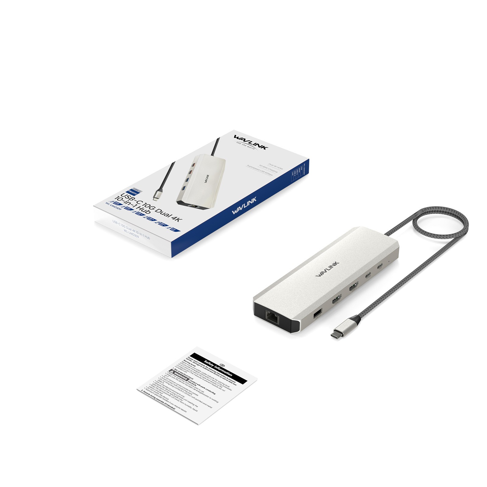 Dual 4K Display Hub USB C Docking Station Dual 4K HDMI 85W PD 10Gbps USB-A/C 3.2