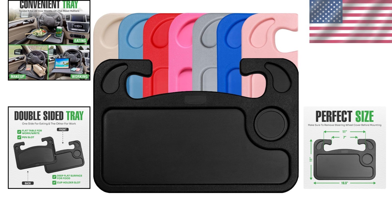 Multi-Functional Steering Wheel Desk for Travelers – Snack & Laptop Ready