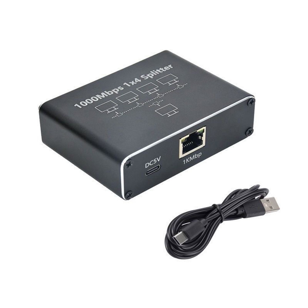 RJ45 Gigabit Ethernet Splitter 1000Mbps LAN Network Internet 1 to 4 Out Adapter