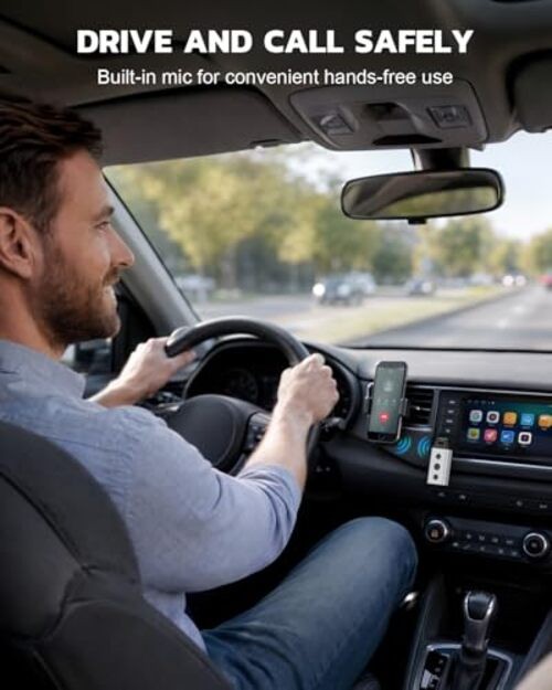 B04 Bluetooth 5.4 Car Adapter, 180° Rotatable AUX Audio Receiver, Hands-Free