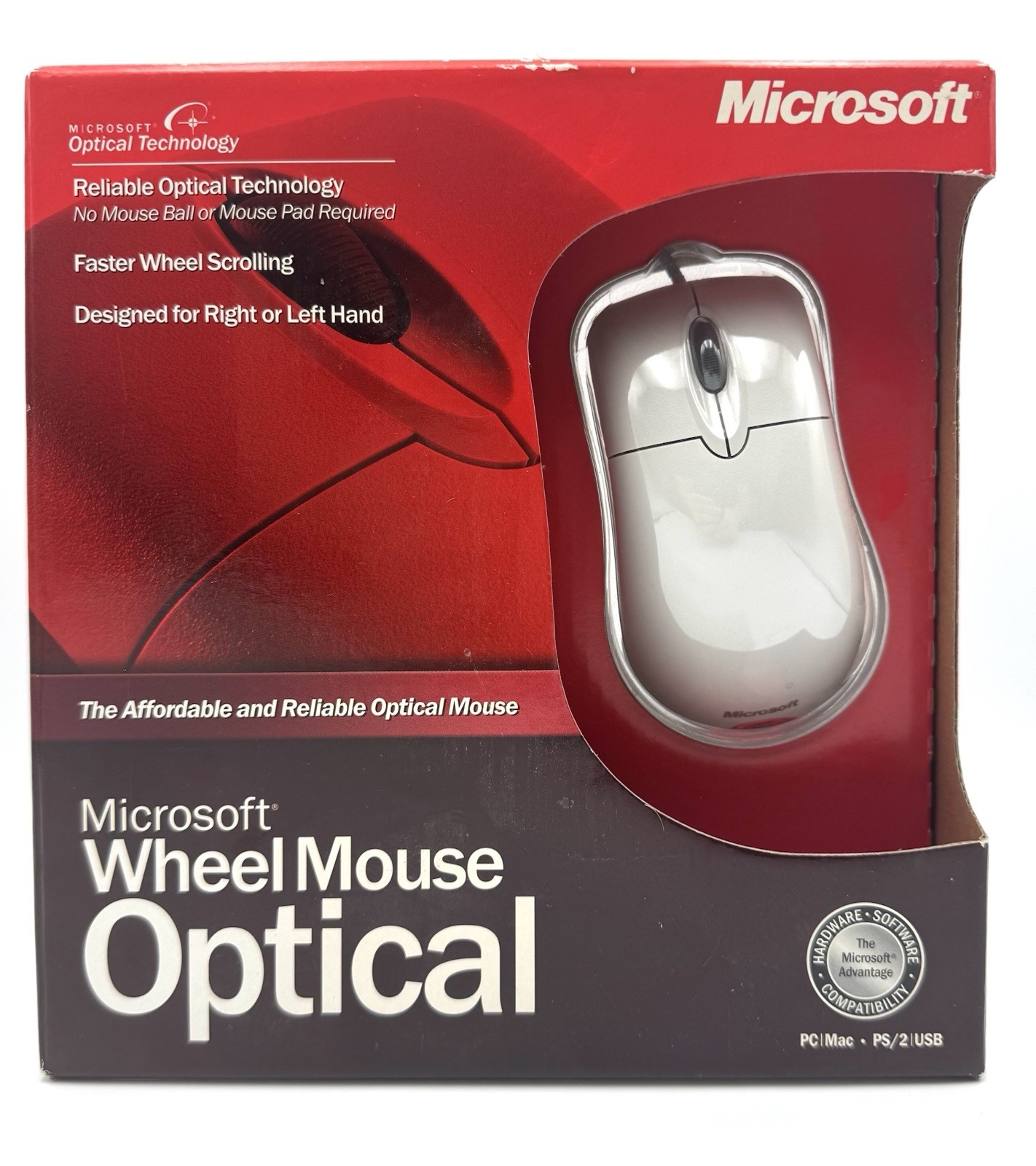 Microsoft Wheel Mouse Optical Vintage Mouse: PC/MAC USB PS2 – NEW/SEALED
