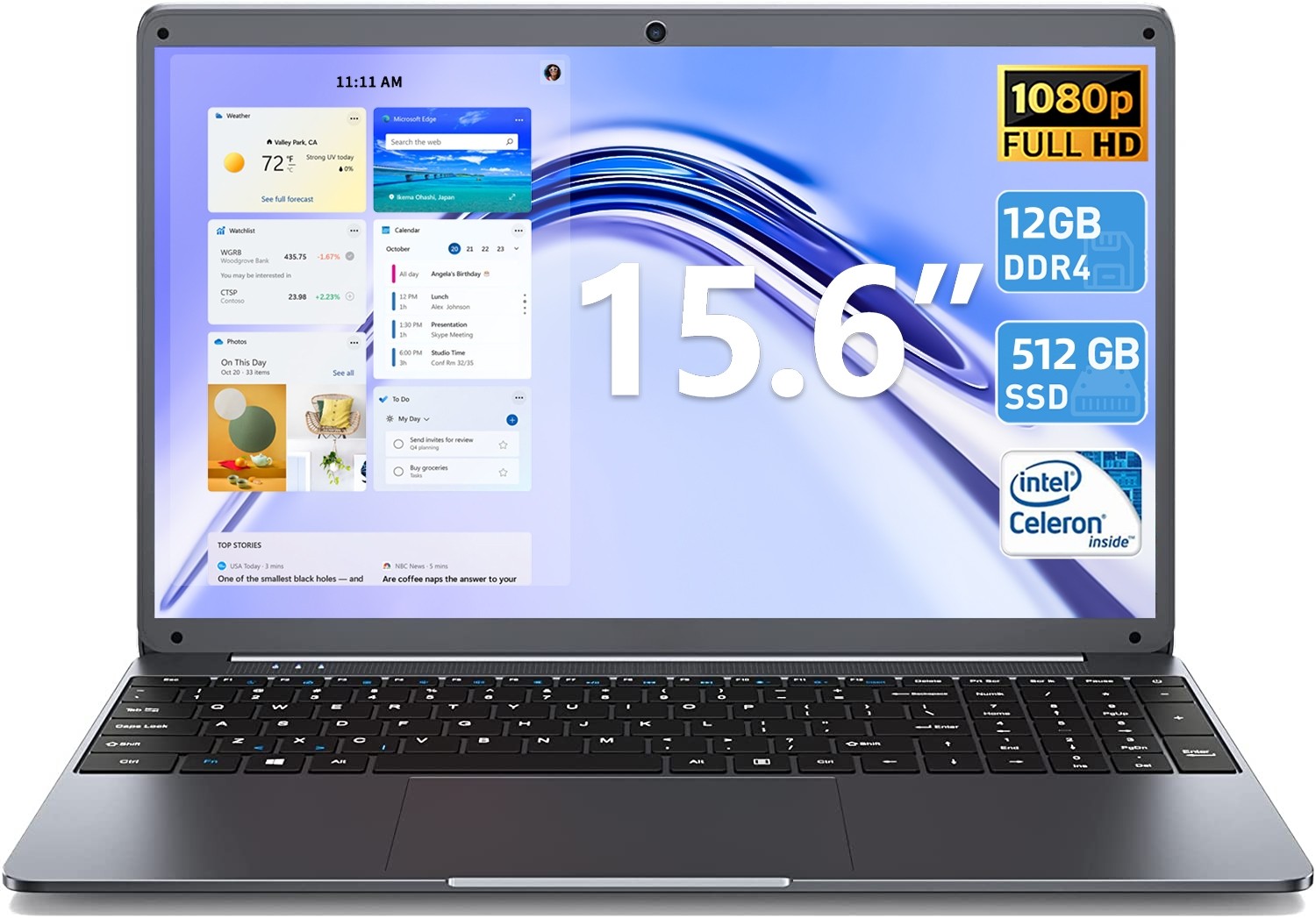 2026 SGIN 15.6in Laptop Intel N5095 12GB RAM 512GB SSD 5G WiFi Up to 2.9GHz