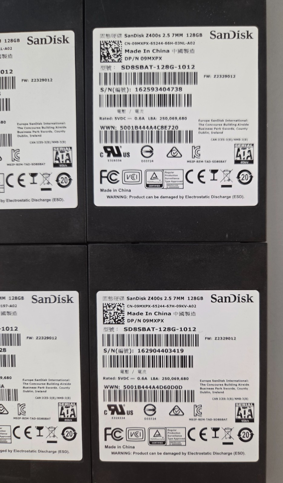 LOT OF 8 SanDisk Z400s 128GB 2.5″ SATA SSD SD8SBAT-128G-1012