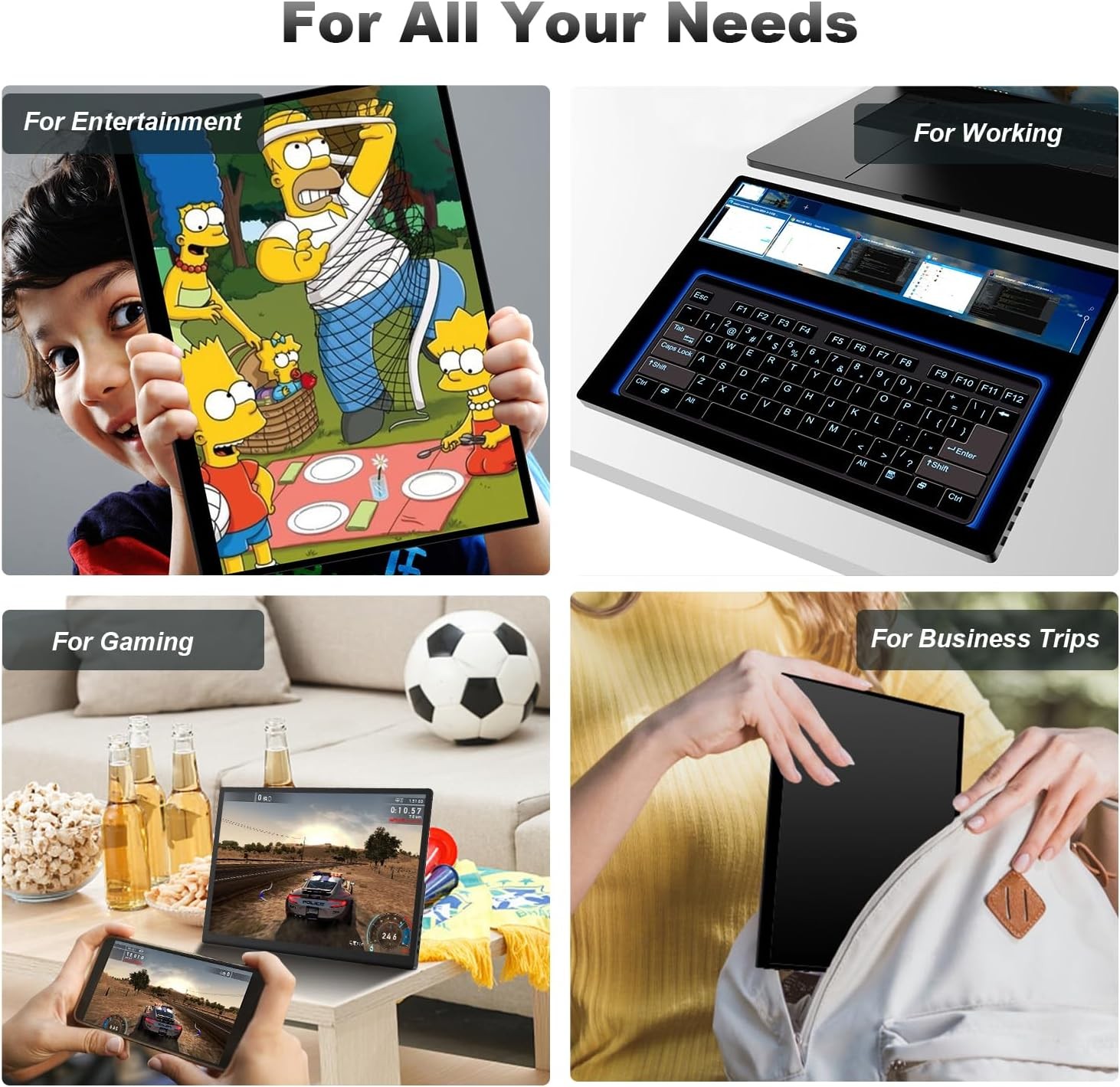 16″ Touchscreen Monitor FHD 1920x1200P Frameless PC Display HDMI/USB-C for PS5