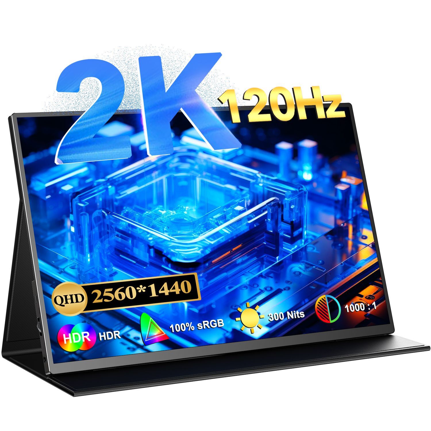 Used | 15.6” 2K 2560×1440 120Hz Portable Monitor PC Screen w/Smart Cover