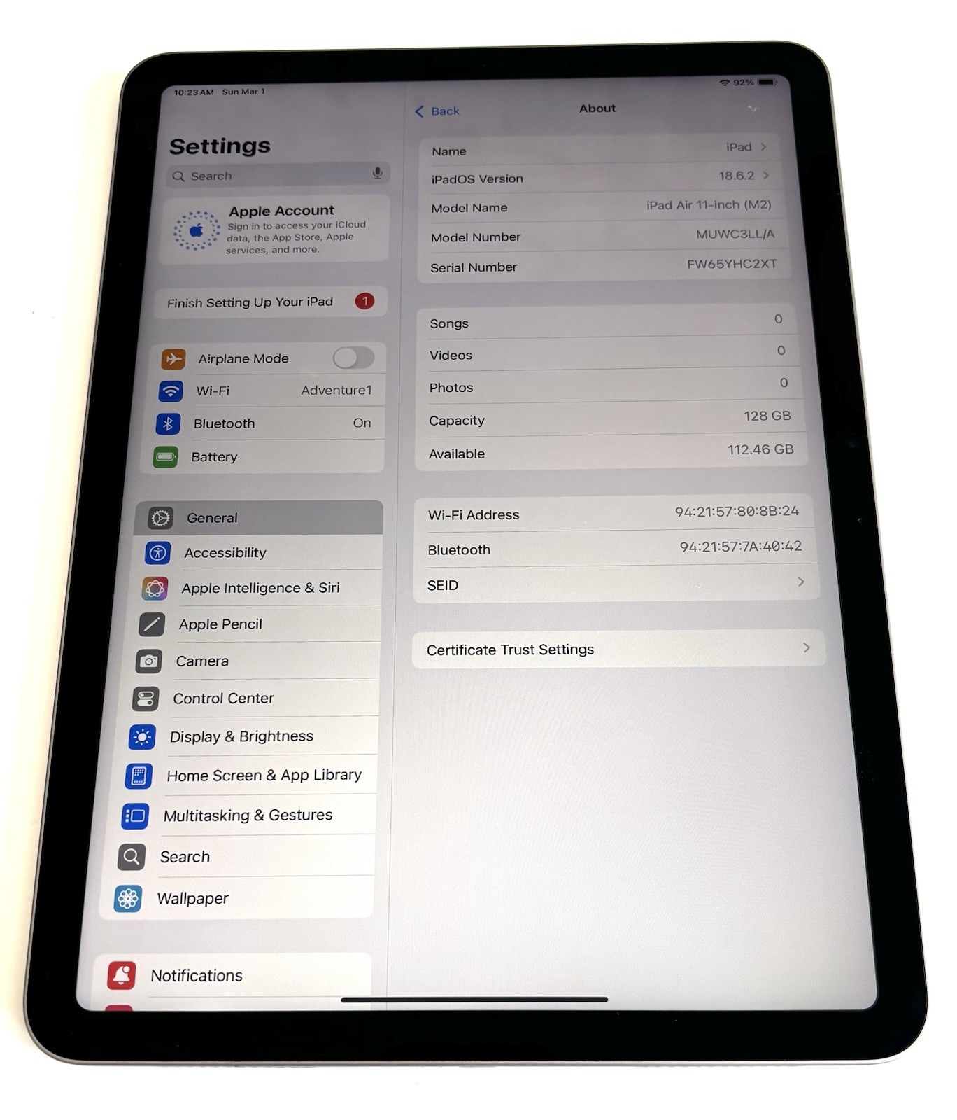 Apple iPad Air 11 inch M2 (2024) A2902 (WiFi) 6th Gen 128GB Tablet Grade A