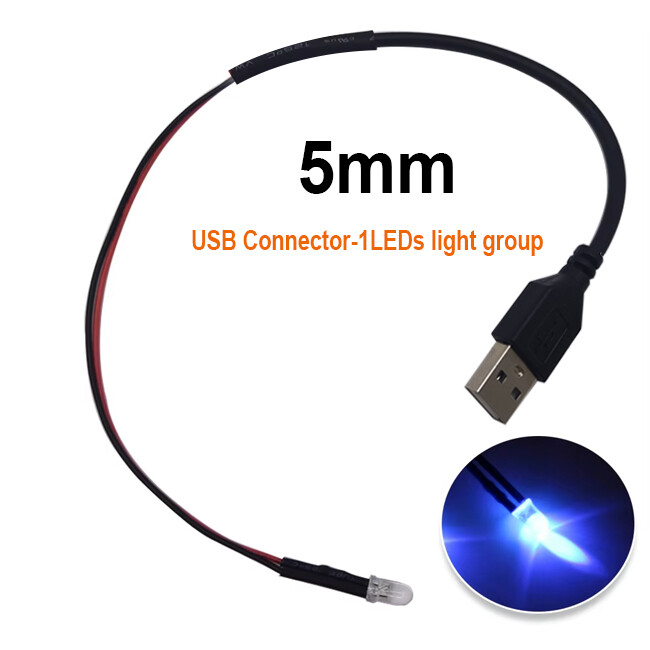 USB Port DC5V 3mm 5mm Pre-wired Round LED Model Light light-emitting diode DIY