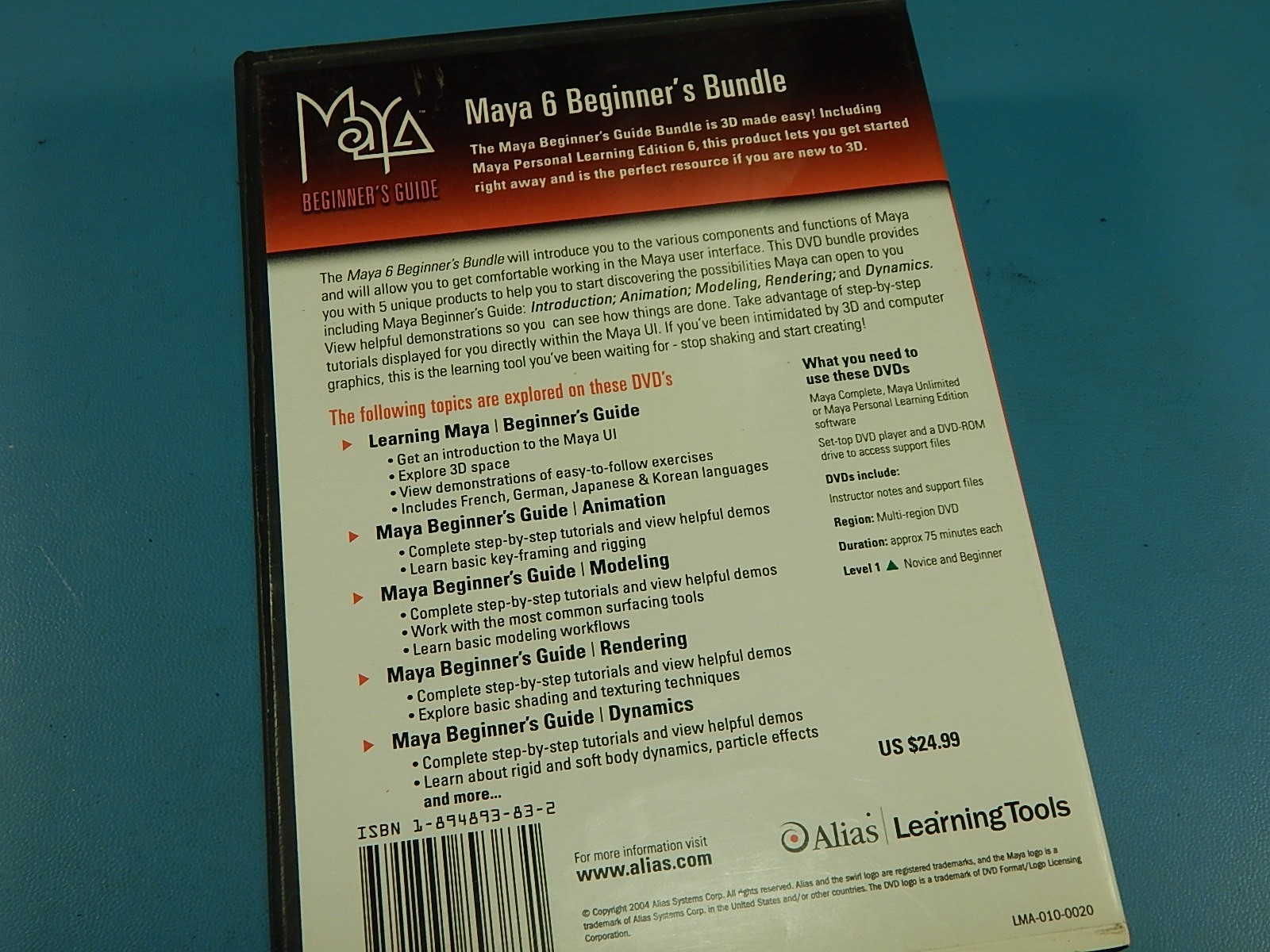 Maya 6 Beginner’s Bundle Guide Alias Learning Tools DVD/CD Data Disc