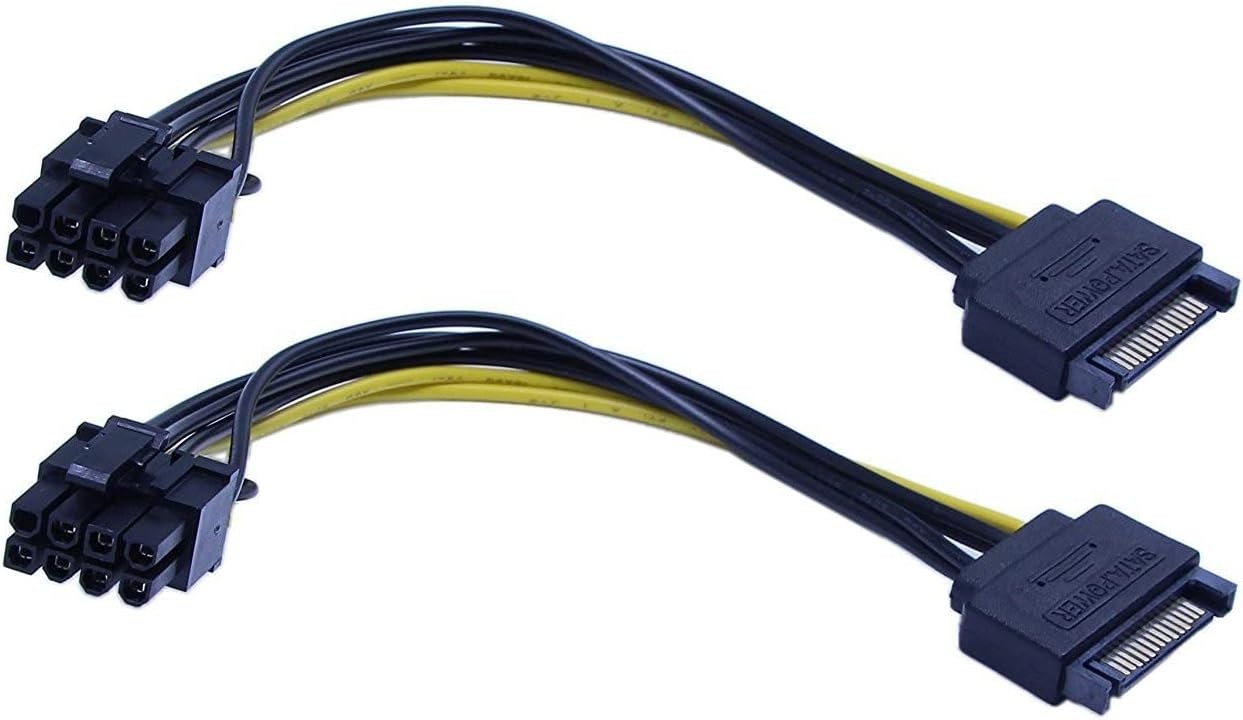 15-Pin SATA Male to 8 Pin (6+2 Pin) Pci-Express Female Video Card Power Adapter
