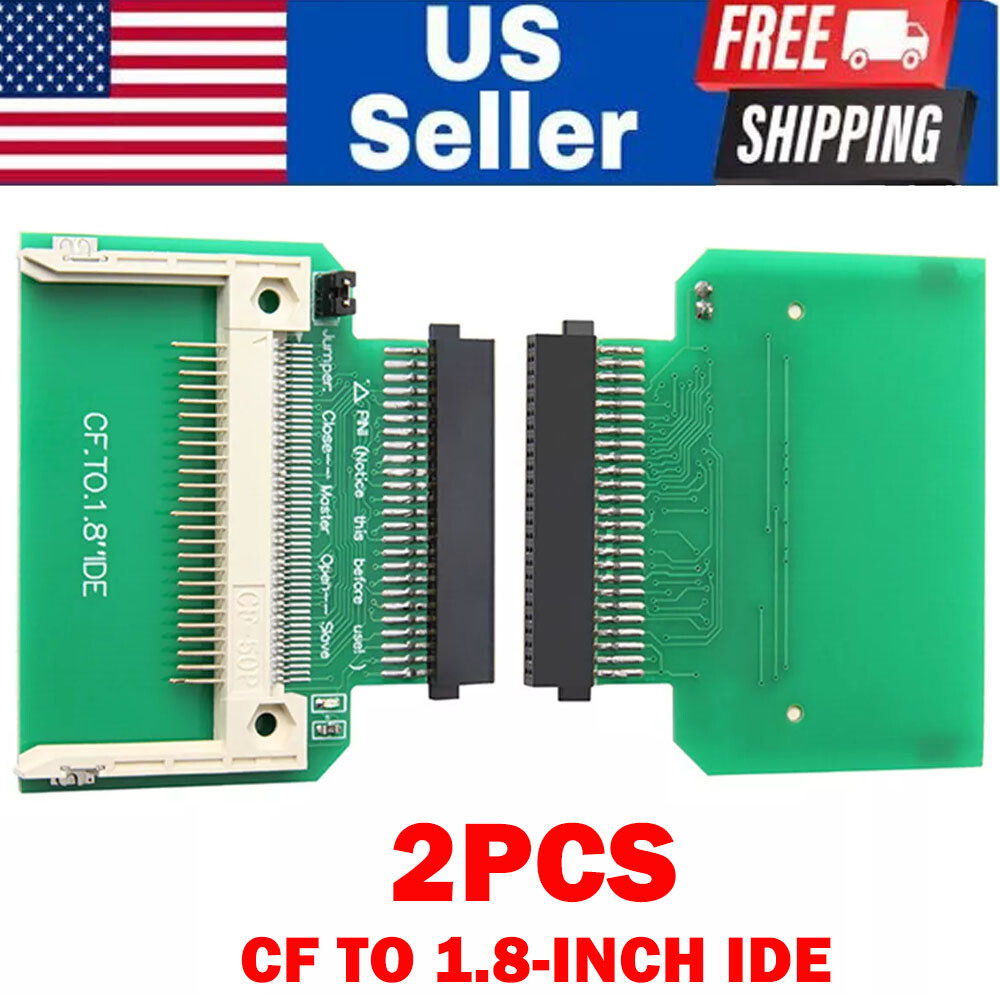 2x CF Compact Flash Memory Card To 50pin 1.8″ IDE Hard Drive For SSD Adapter USA