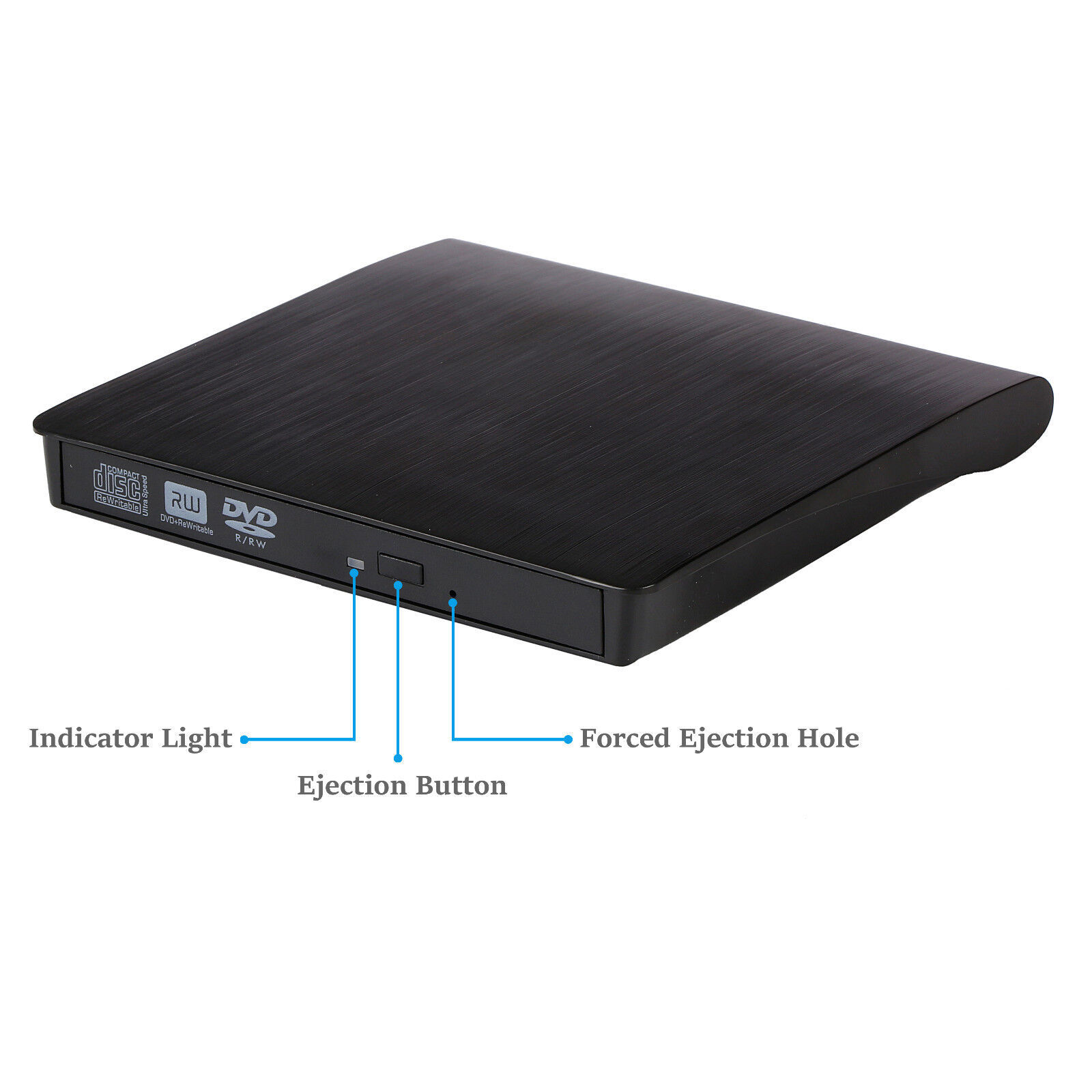 Slim External CD/DVD RW Drive USB 3.0 Writer Burner Player Black For Laptop PC