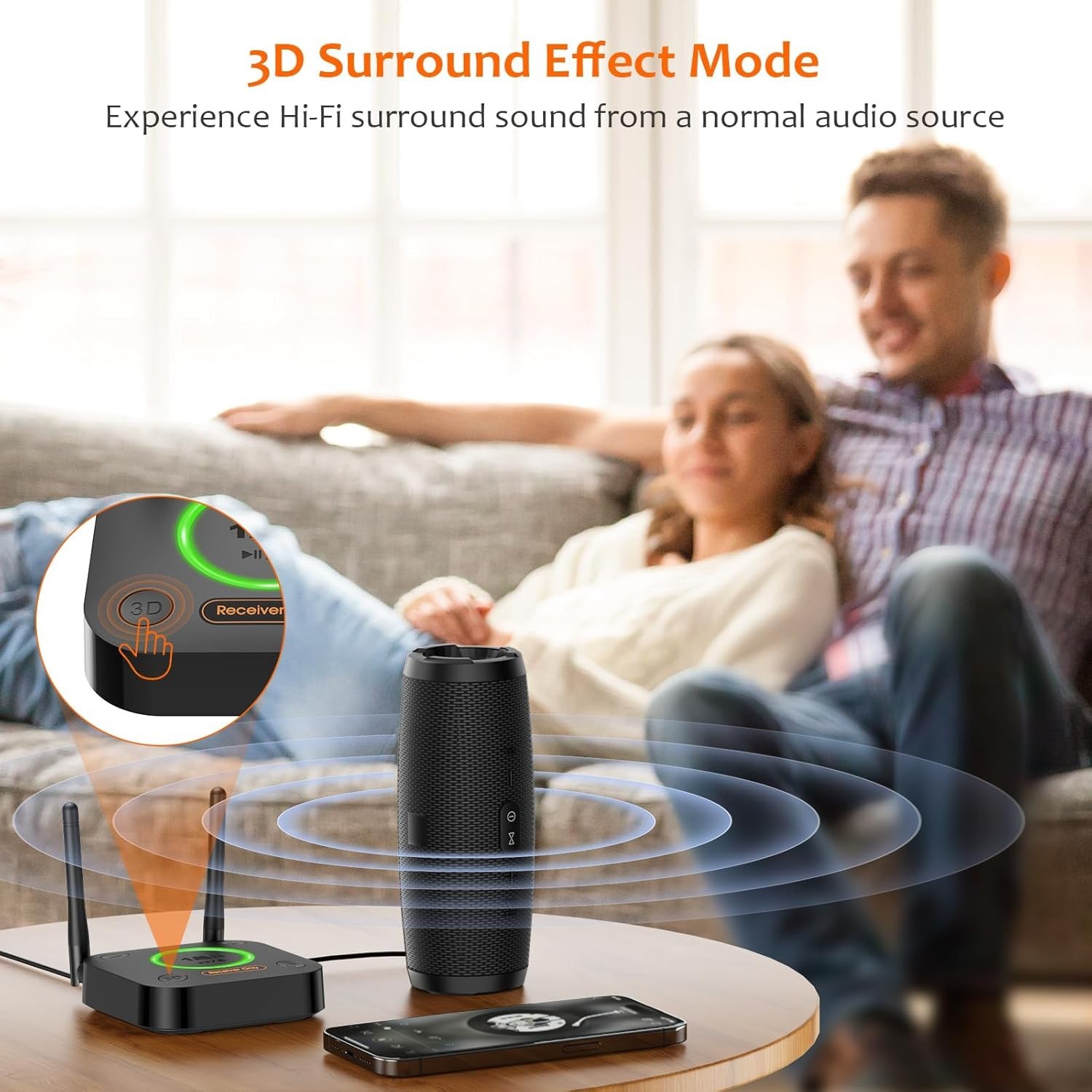 B06Pro Bluetooth Audio Receiver with Easy Setup & Voice Command for Home Stereo