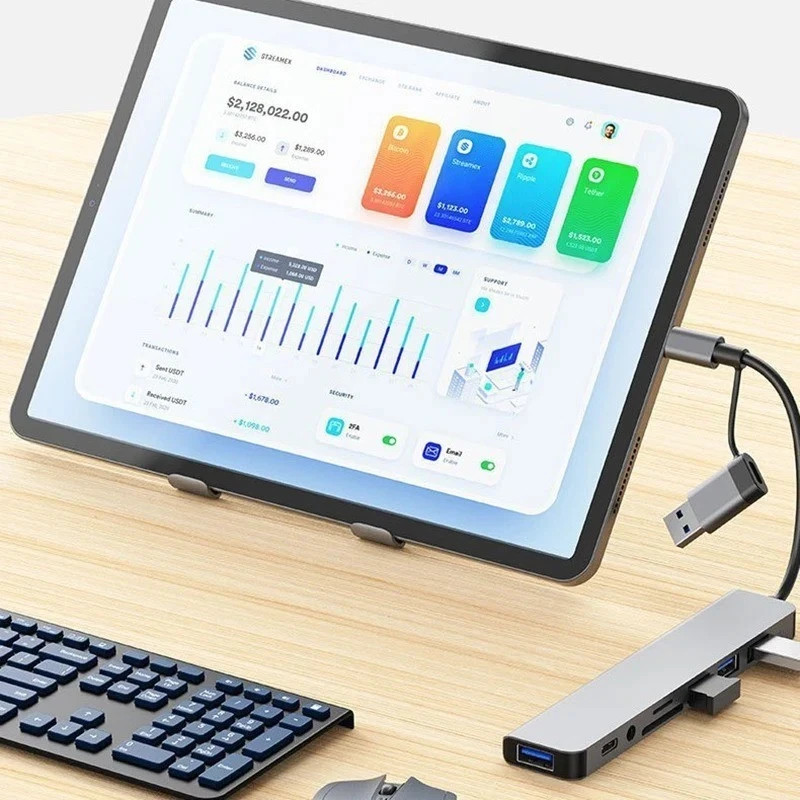 8 in 2 USB C Hub Docking Station HDMI SD TF Audio Adapter for Laptop Phone