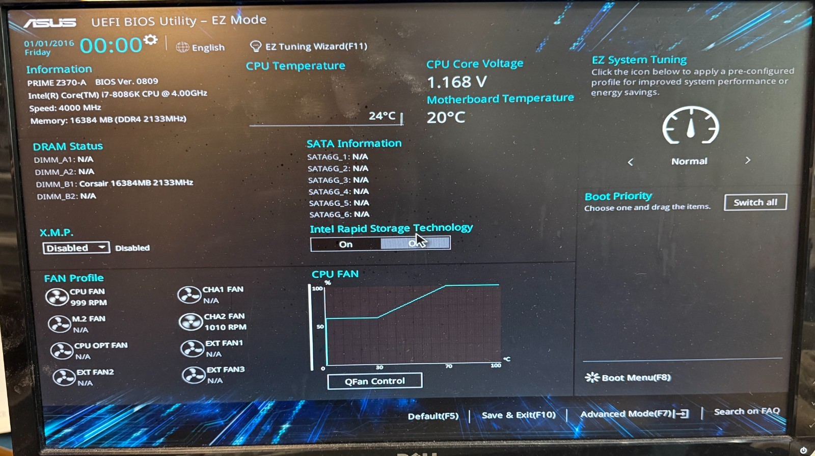 ASUS Prime Z370-A LGA 1151 ATX Intel i7-8086K CPU @ 4.00GHz 16Gb DDR3 RAM