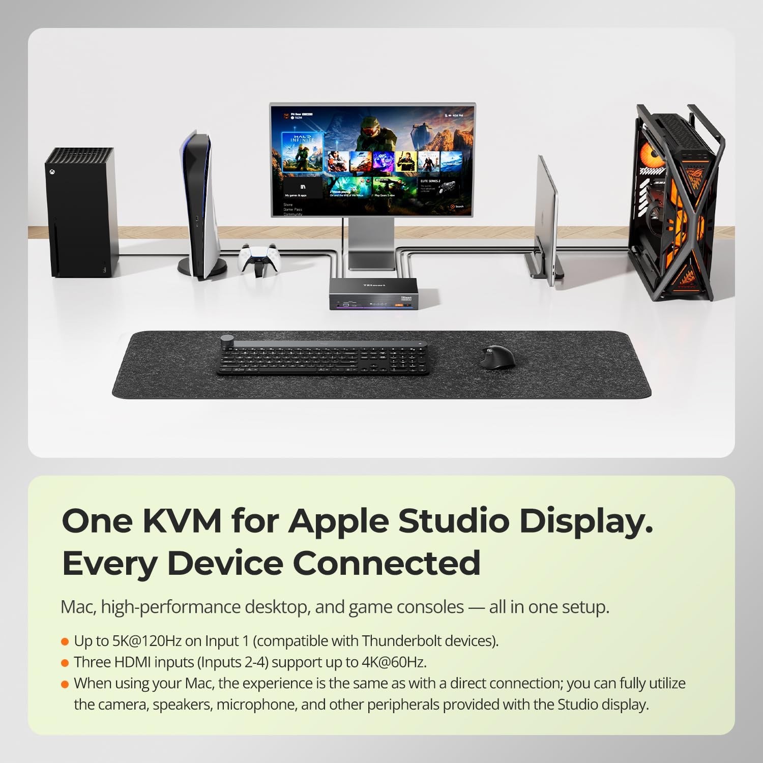 TESmart KVM Switch 6K@60Hz Thunderbolt 4, HDMI 40Gbps USB-C 60W USB3.2 Gen2 New