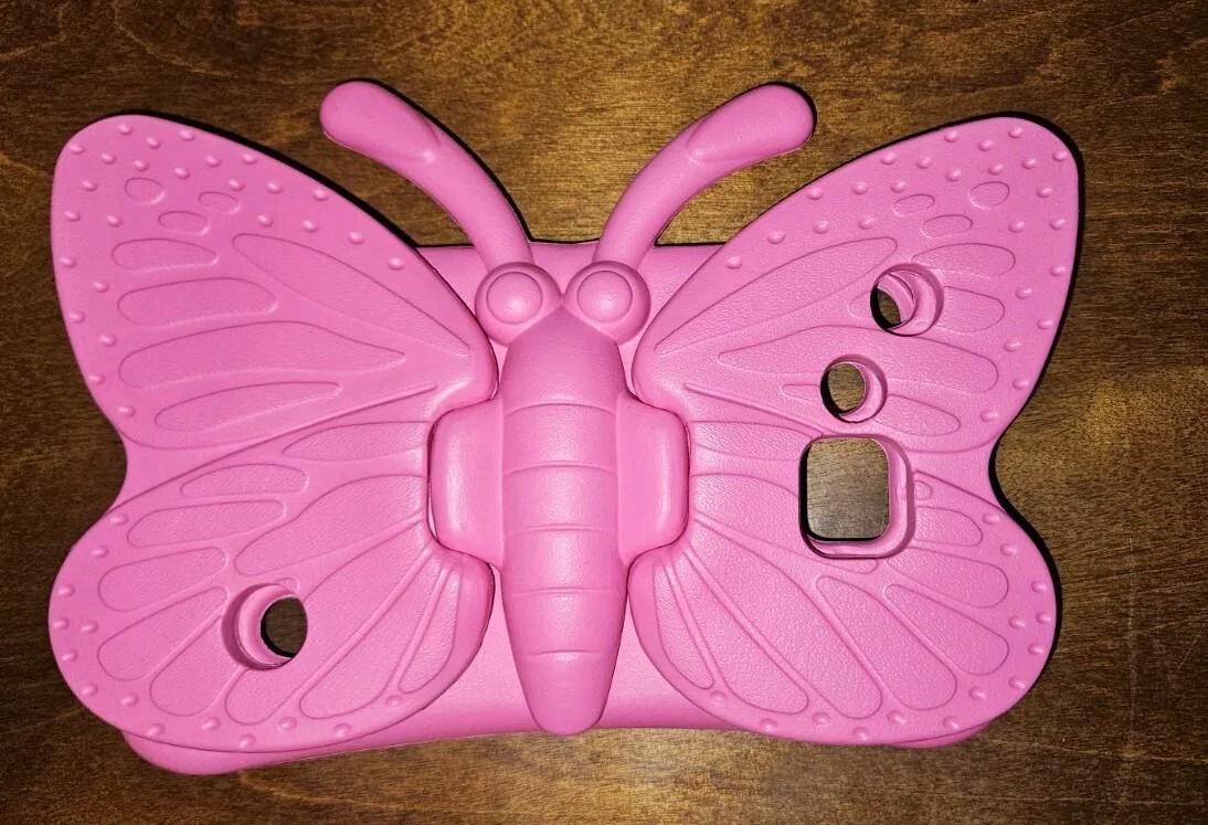 Shockproof Foam EVA Case For Small IPad or Tablet Pink Butterfly Wing Stand 8×5