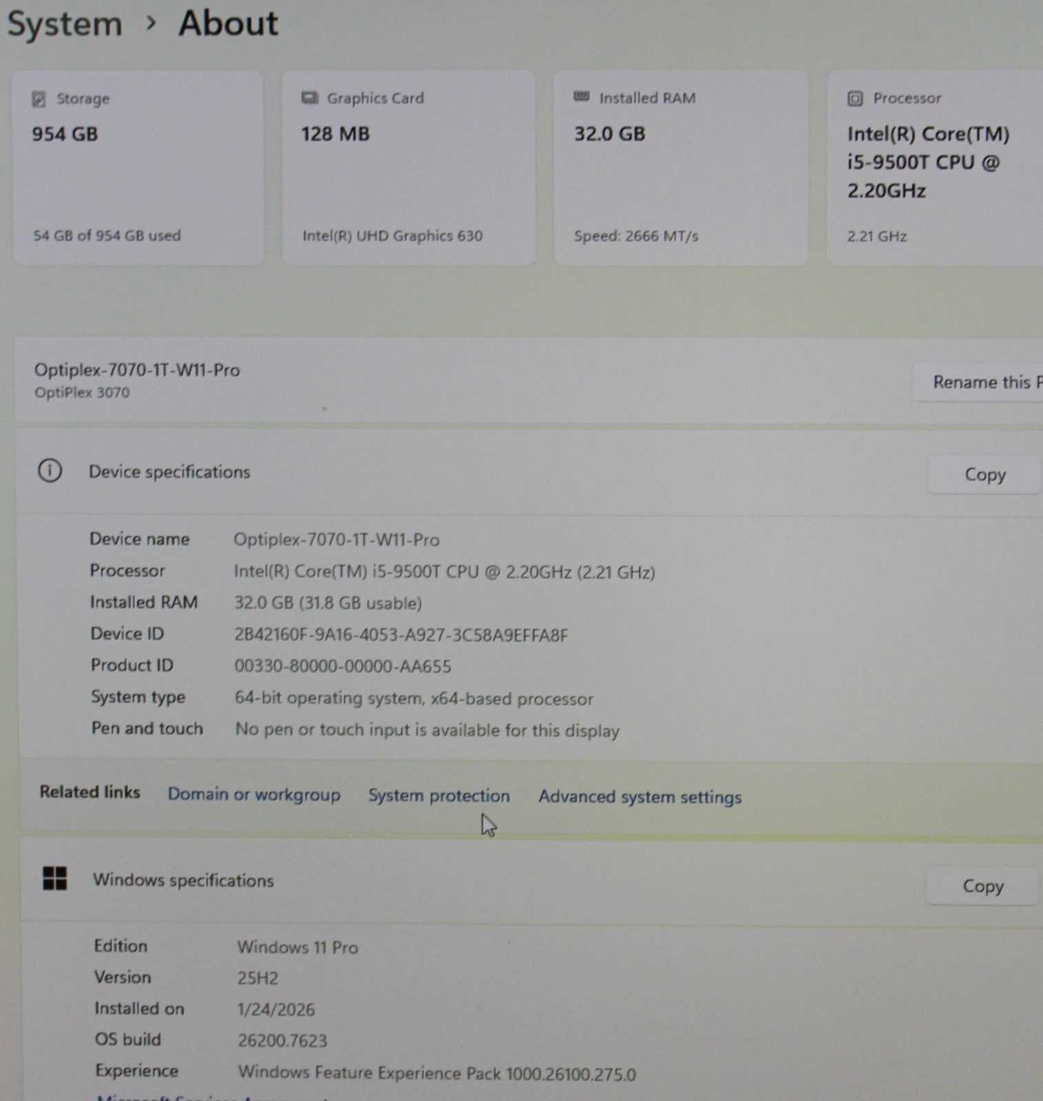 Dell Optiplex 3070 MFF Core i5-9500T @2.20GHz 32GB RAM 1TB NVMe Win11 Pro + PS