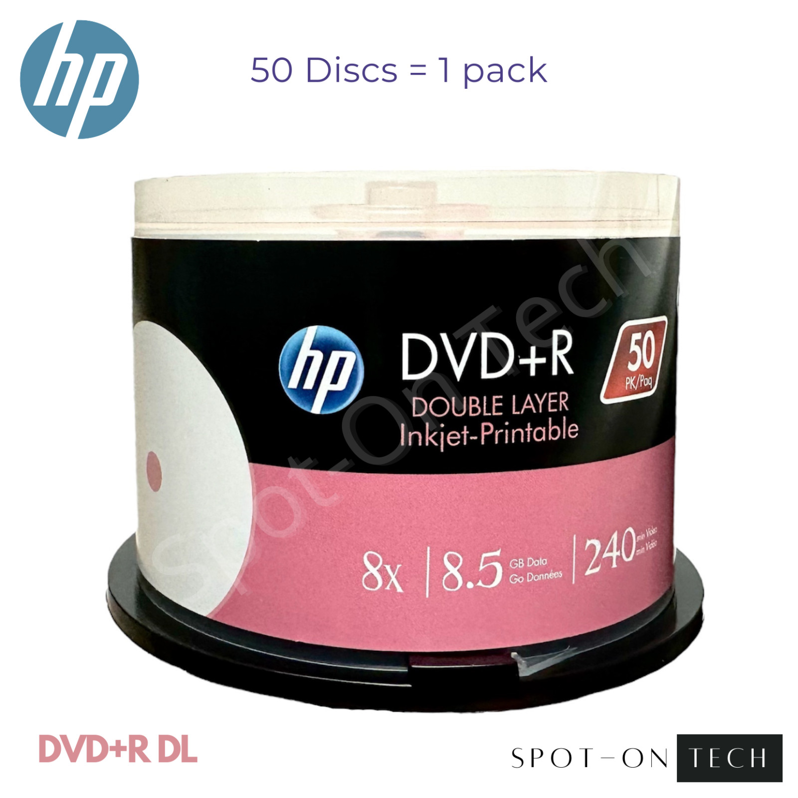 50 HP DVD DVD+R DL 8x Dual Double Layer White Inkjet 8.5GB 240Min Same day Ship