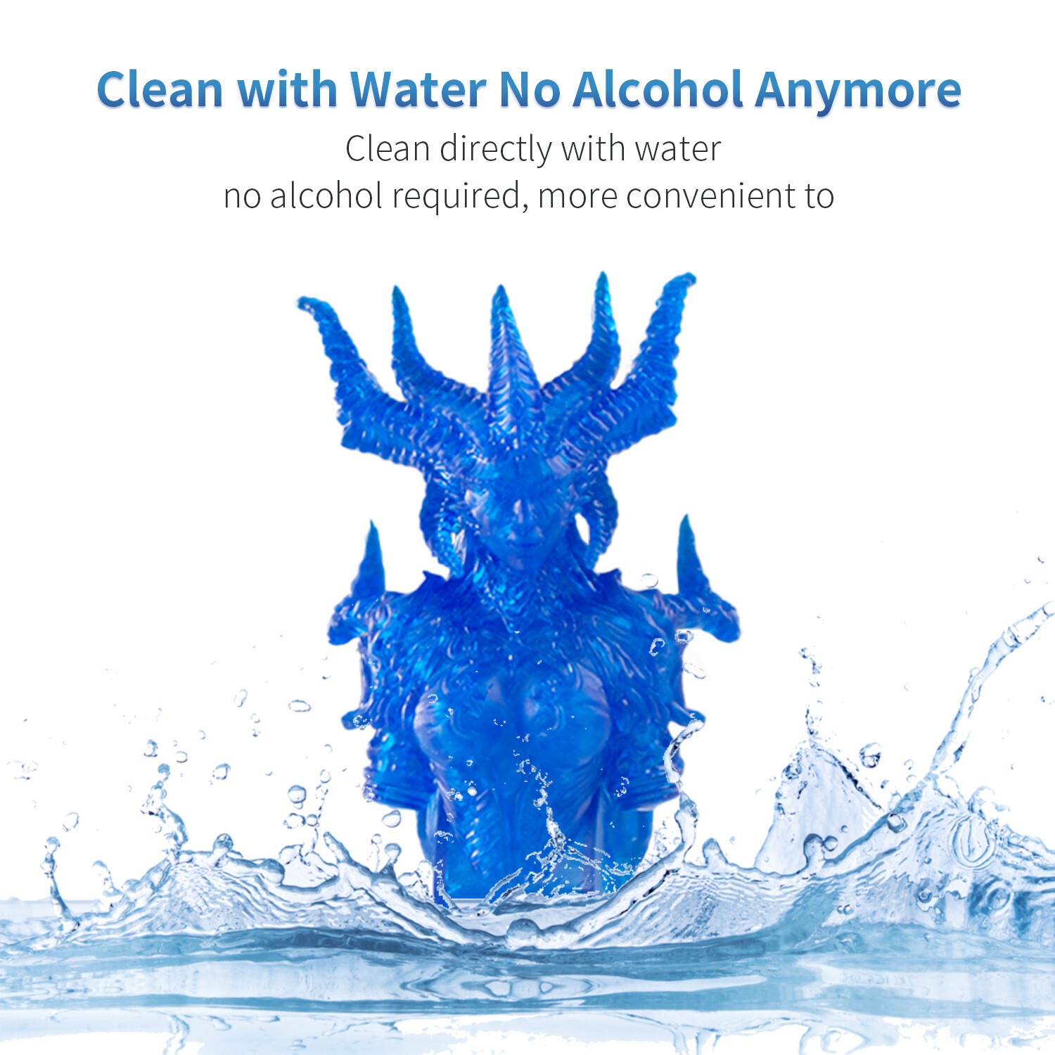 Geeetech Water Washable Resin 405nm UVCuring Resin 1kg Blue for Resin 3D Printer