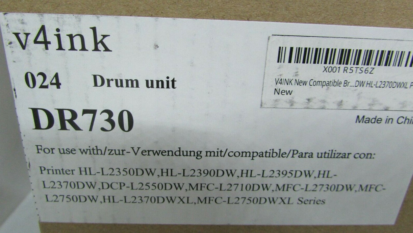v4Ink 1-Pack New Compatible Brother DR730 Drum Unit Only No Toner NEW Open Box