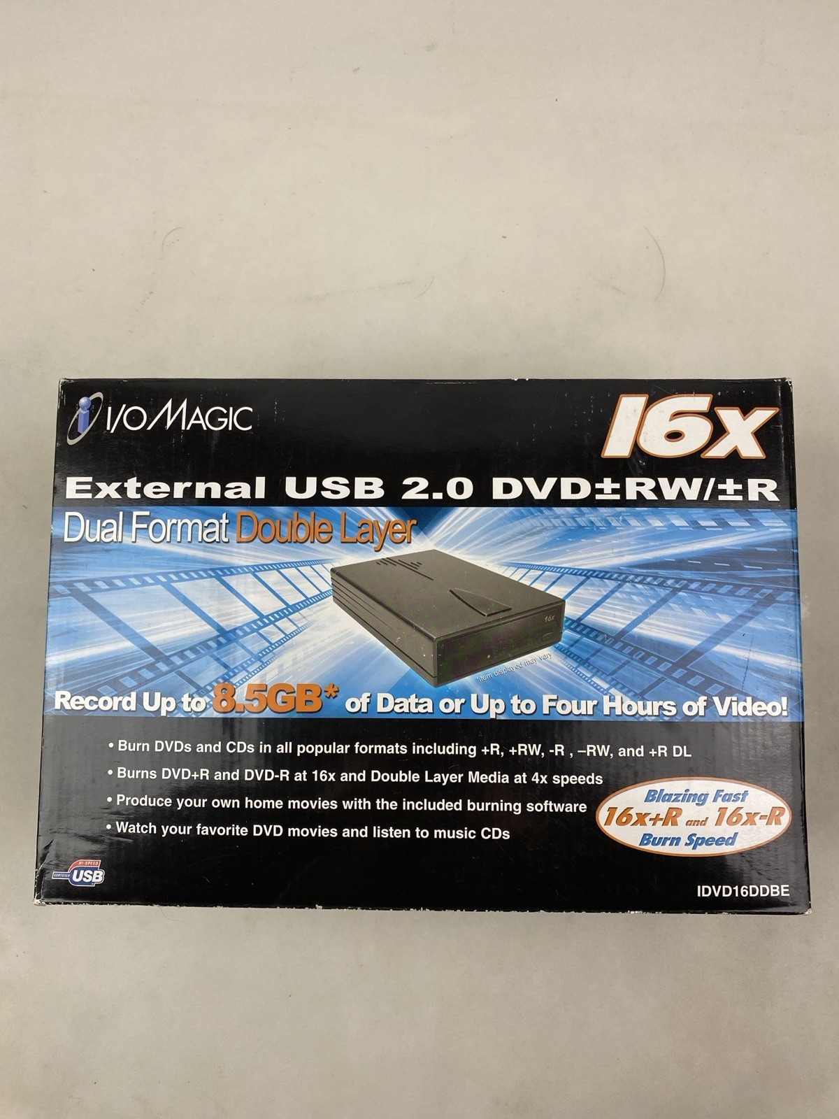 New! I/O Magic 16x External USB 2.0 DVD RW Dual Layer #IDVD16DDBE