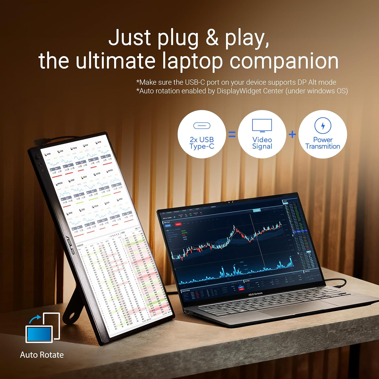 ASUS Zenscreen 15.6” Portable Monitor for Laptop (MB169CK) – Dual USB-C, Mini-Hd