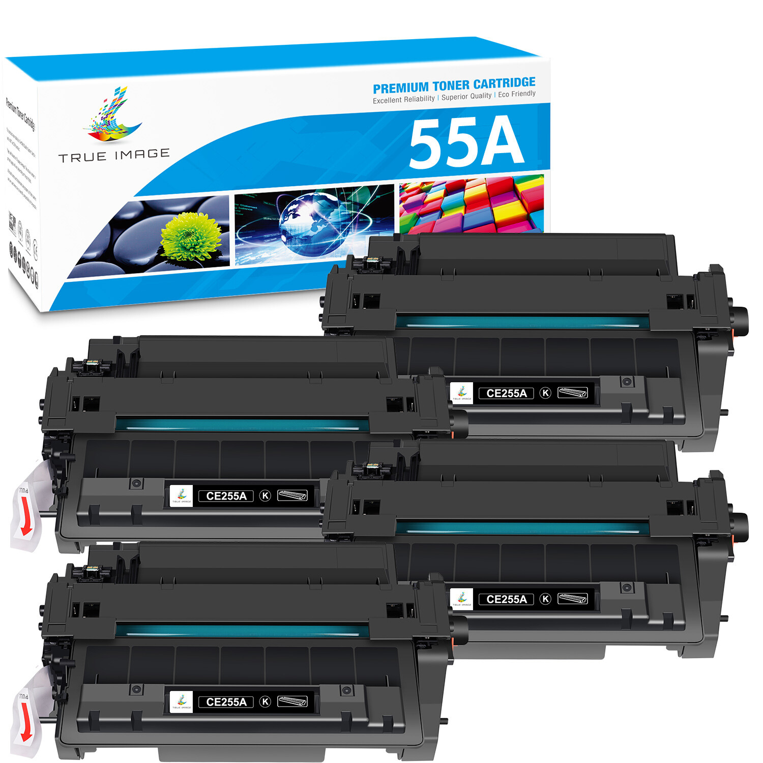 4PK Black CE255A Toner fits for HP 55A LaserJet P3015DN P3015D P3015 P3010 P3011