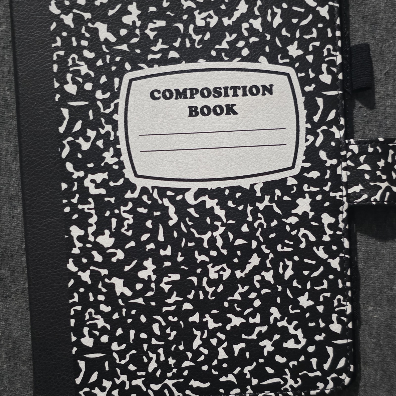Composition Book Style Folio Case Synthetic Leather Black White ipad mini 7