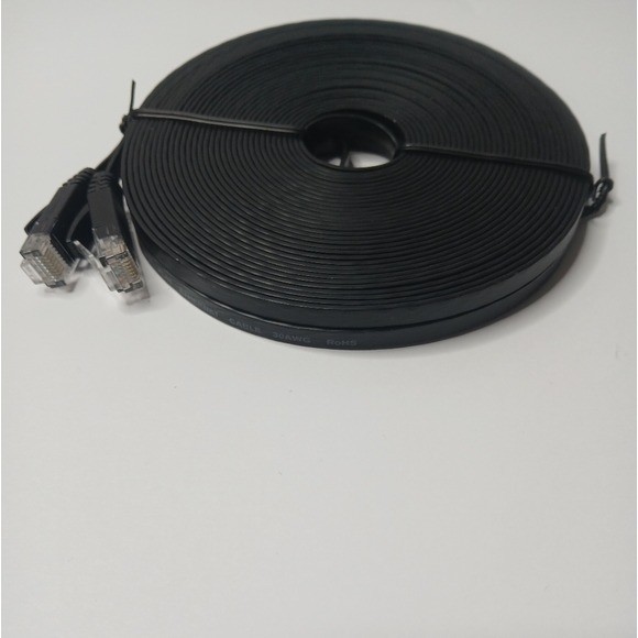 Ethernet Cable 100 ft High Speed, Black Flat Internet Network Cable