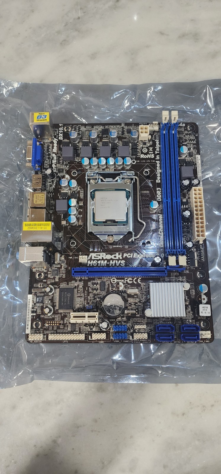 ASRock H61M-HVS Motherboard w/i5-3450@3.10GHz,IO Shield.