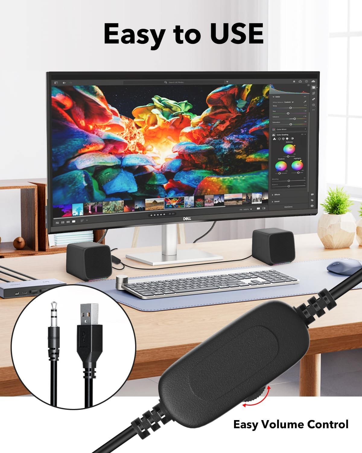 USB Powered Desktop Computer Speakers for PC Laptop Tablet Phone Compact 3.5mm A