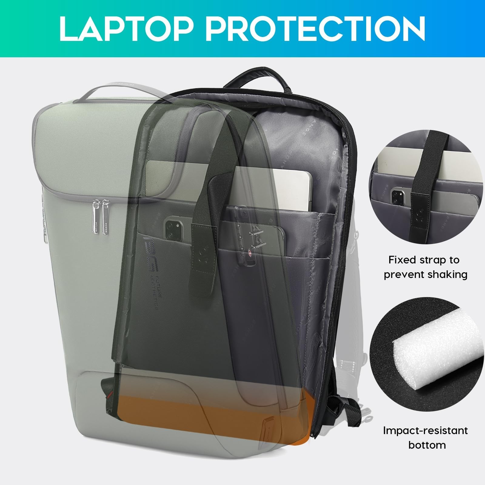 Waterproof Anti-Theft Laptop Backpack with USB Charging Port & TSA Lock, Fits 17